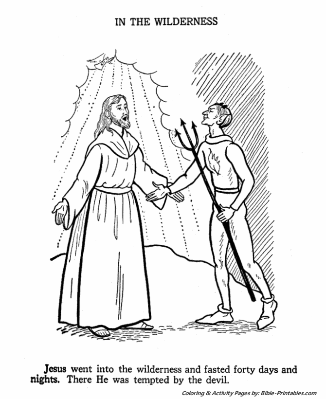 Jesus Teaches Coloring Pages - Jesus is tempted in the Wilderness ...