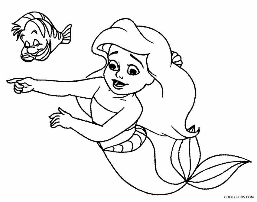 Baby Ariel The Little Mermaid Coloring Pages #2352 Baby Mermaid ...