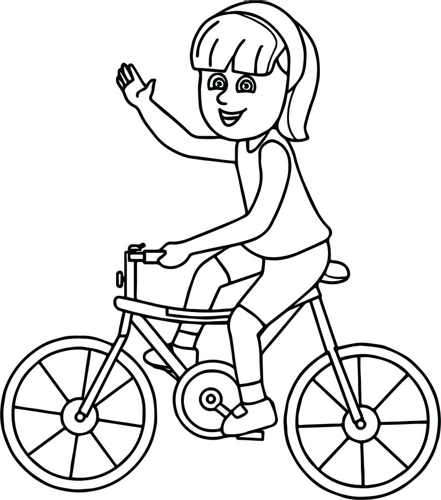 A Girl Riding A Bike Coloring Page - Free Printable Coloring Pages ...