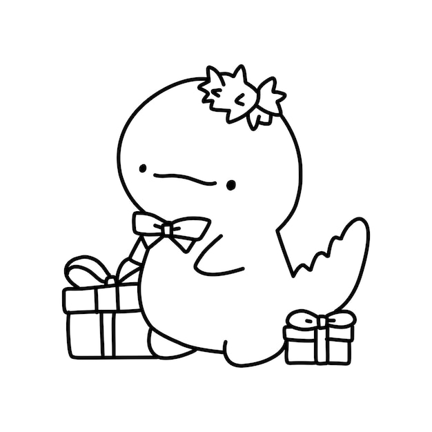 Premium Vector | Little cute kawaii dragon coloring page for kids winter  new year dragon