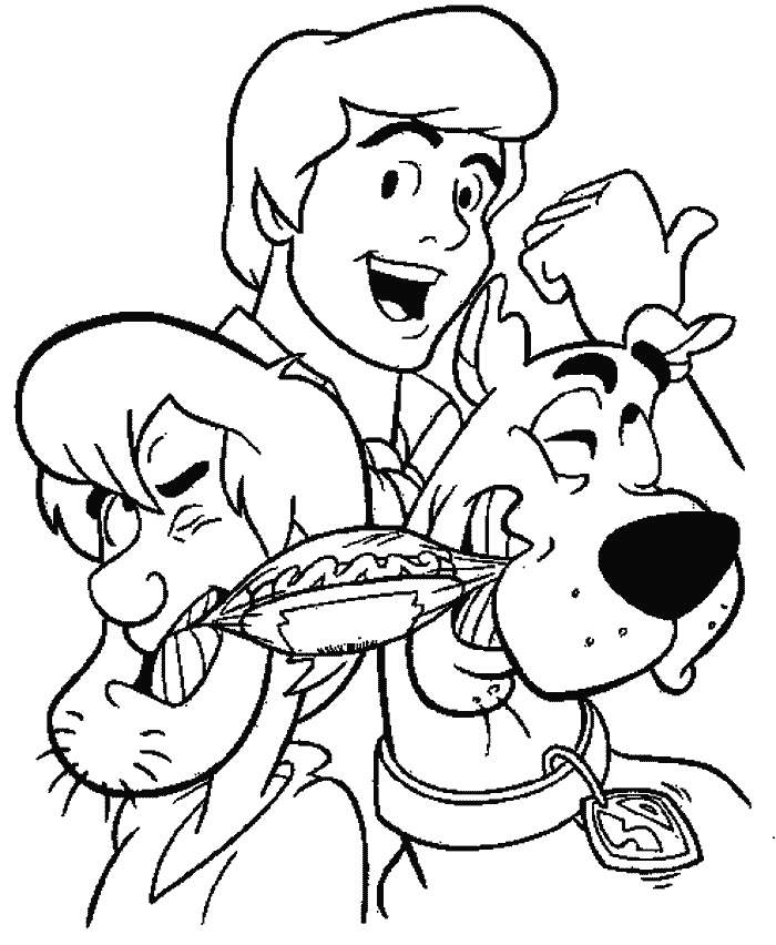 Scooby Picking Up Shaggy Coloring Page | Kids Coloring Page