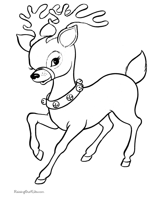 Cute printable Reindeer Christmas coloring page