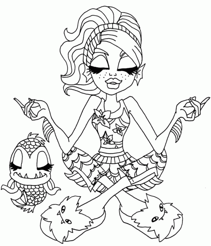Lagoona Blue Posing Coloring For Kids - Monster High Coloring 