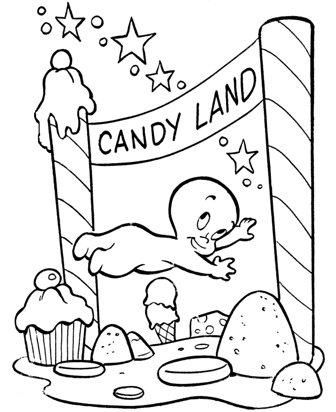 Halloween Ghost Coloring Page - Ghost in Candyland - Free 