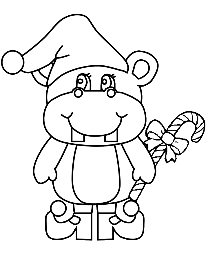 Hippo Christmas Coloring Pages & Coloring Book