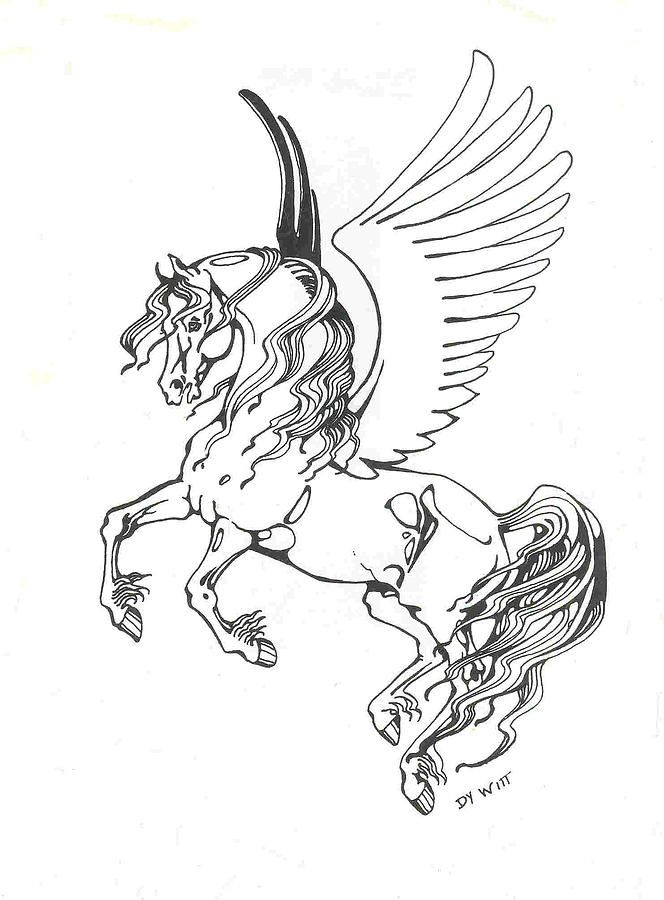 Pegasus On The Wing by Dy Witt - Pegasus On The Wing Drawing 
