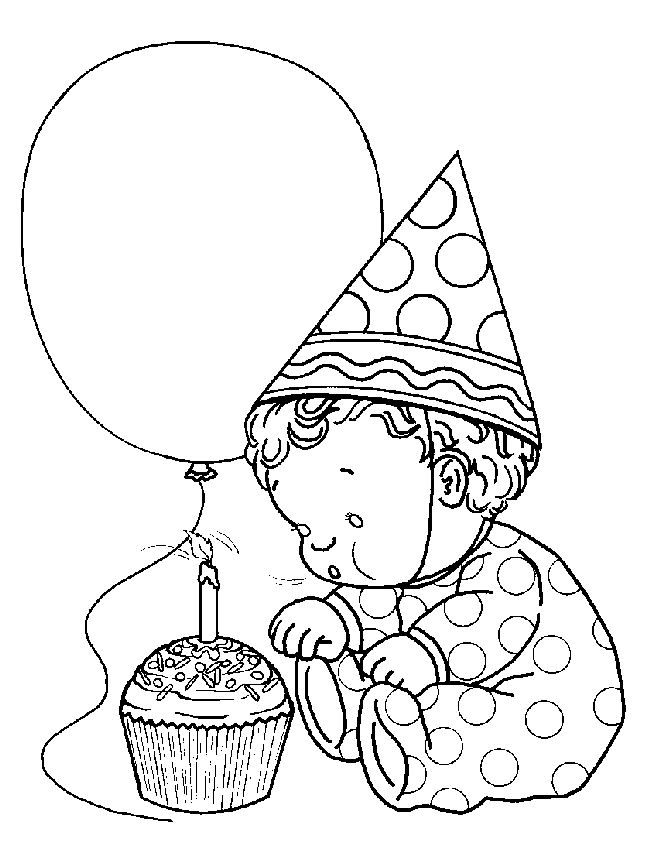 coloring pages of baby first birthday for kids - Coloring Point