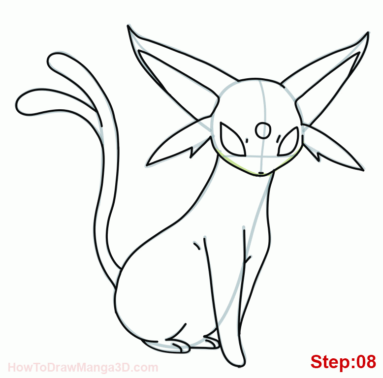 How to draw Espeon Pokemon | how to draw manga 3d