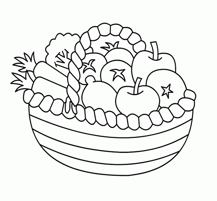 Printable Fruit Basket Coloring Pages - Fruit Coloring : oColoring.