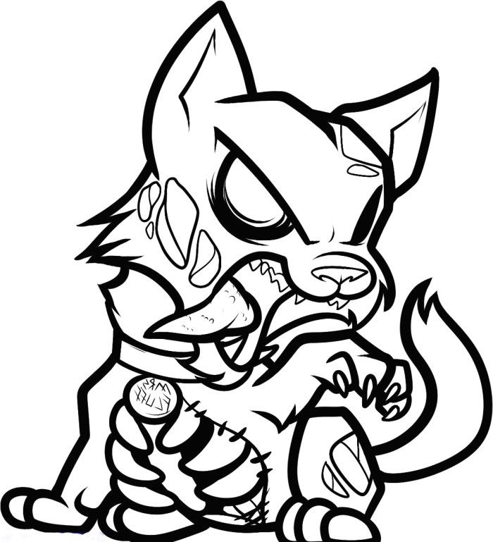 Zombie Dog Coloring Pages - Halloween Cartoon Coloring Pages 