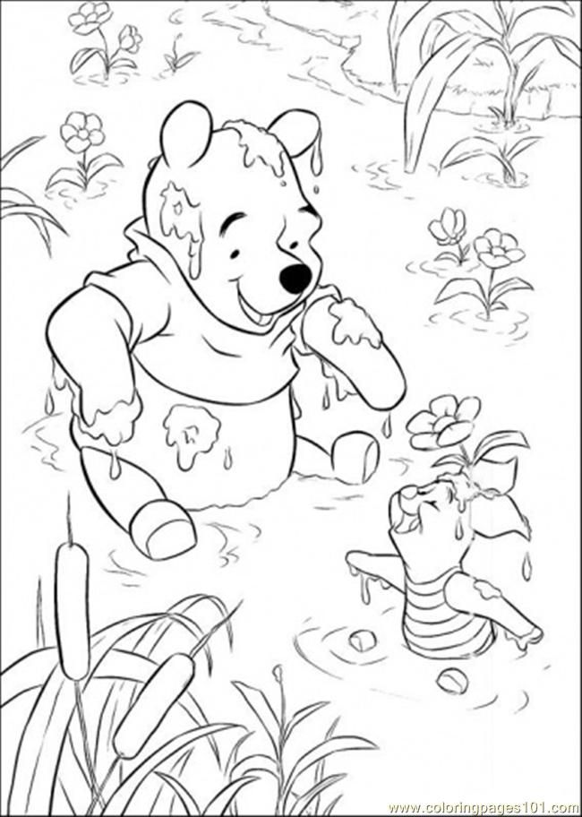 Coloring Pages Playing In Lake (Cartoons > Winnie The Pooh) - free 