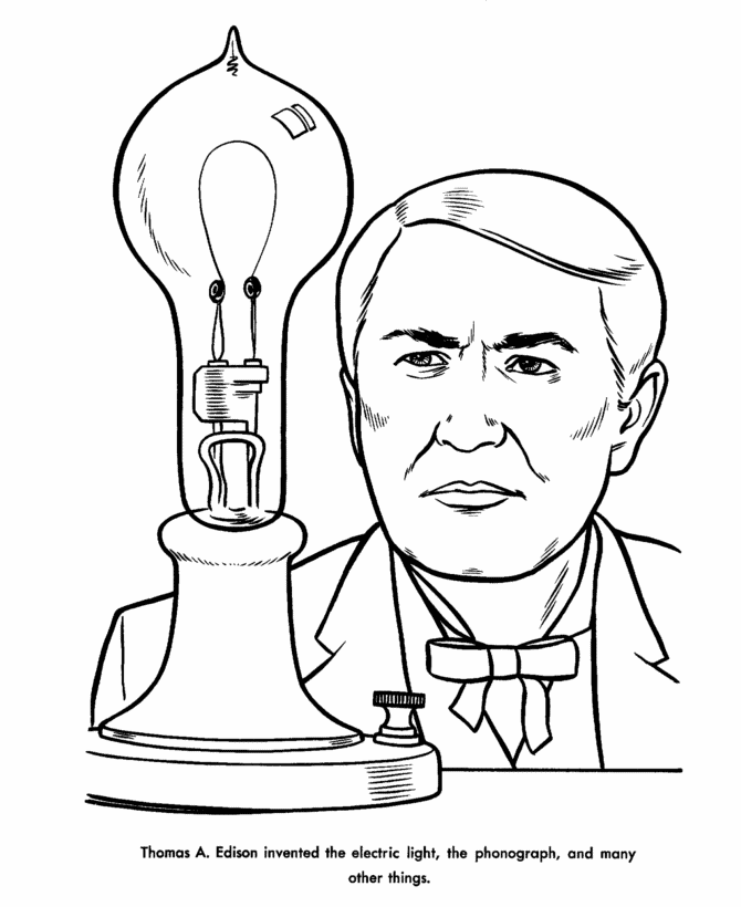 USA-Printables: Thomas Edison Coloring Pages - Famous Americans in 