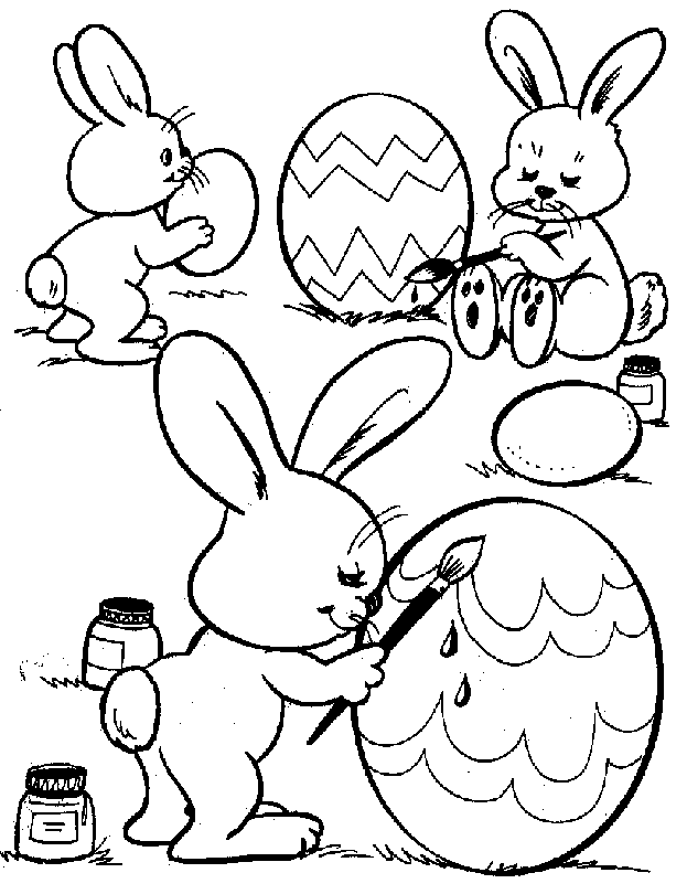 Easter coloring page – color easter bunnies, eggs and more