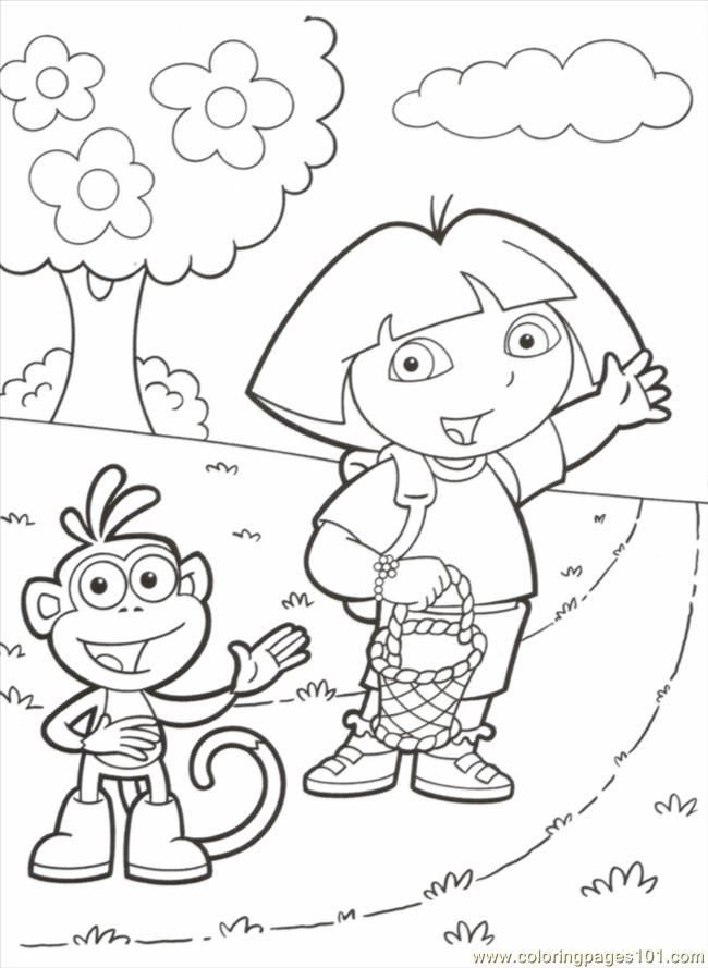Dora And Boots Halloween Coloring Pages