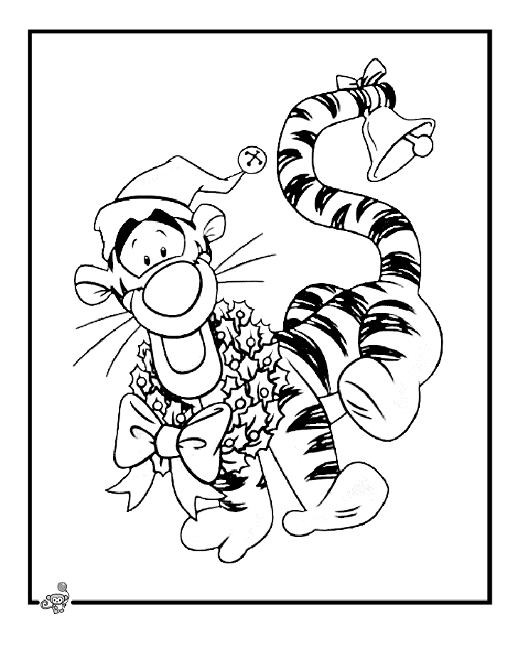 Tiger Merry Christmas Coloring Pages – Disney Christmas Coloring 