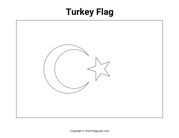 Free printable Turkey flag coloring page. Download it at  https://flaglane.com/coloring-page/turkish-flag/ | Flag coloring pages, Turkey  flag, Turkish flag