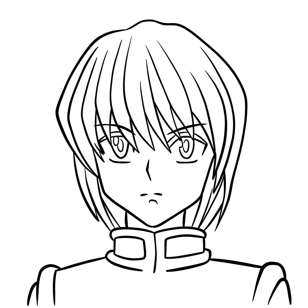 How to draw the face of Kurapika - Sketchok easy drawing guides