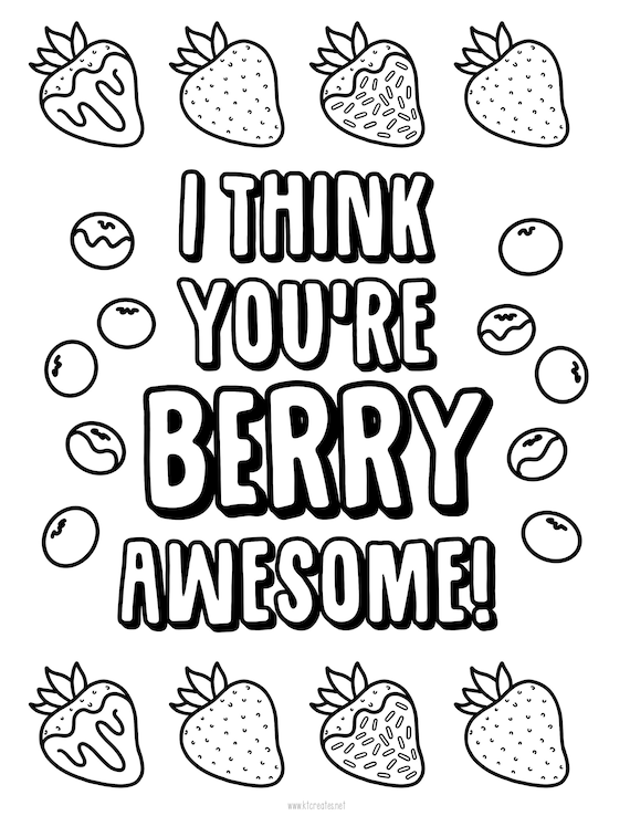 Valentines Berries Coloring Page - Etsy