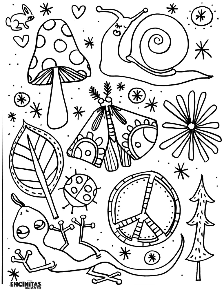 Peaceful Woodland Crawlers Coloring Page – Encinitas House of Art
