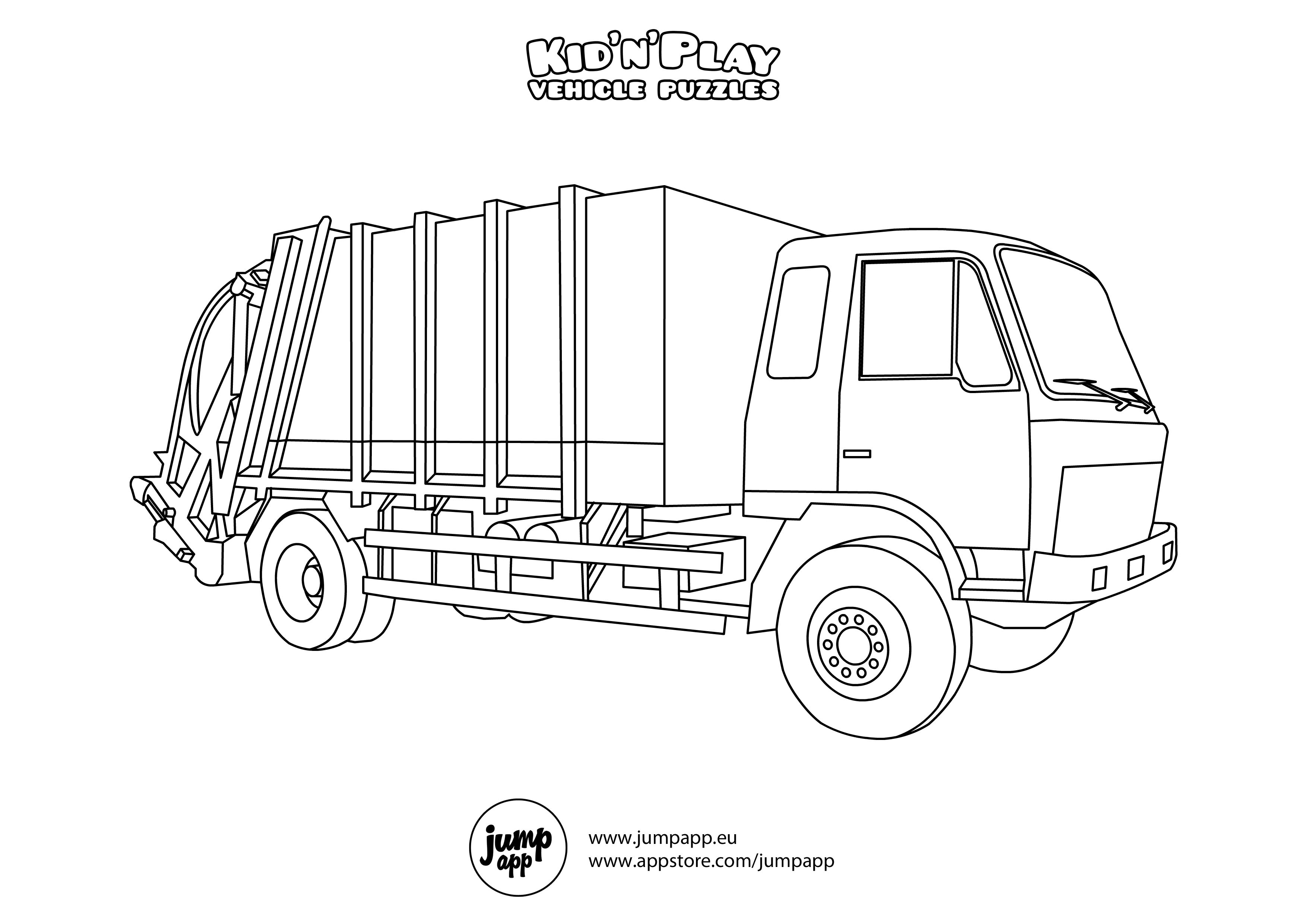 Garbage Truck Coloring - Coloring Pages for Kids and for Adults