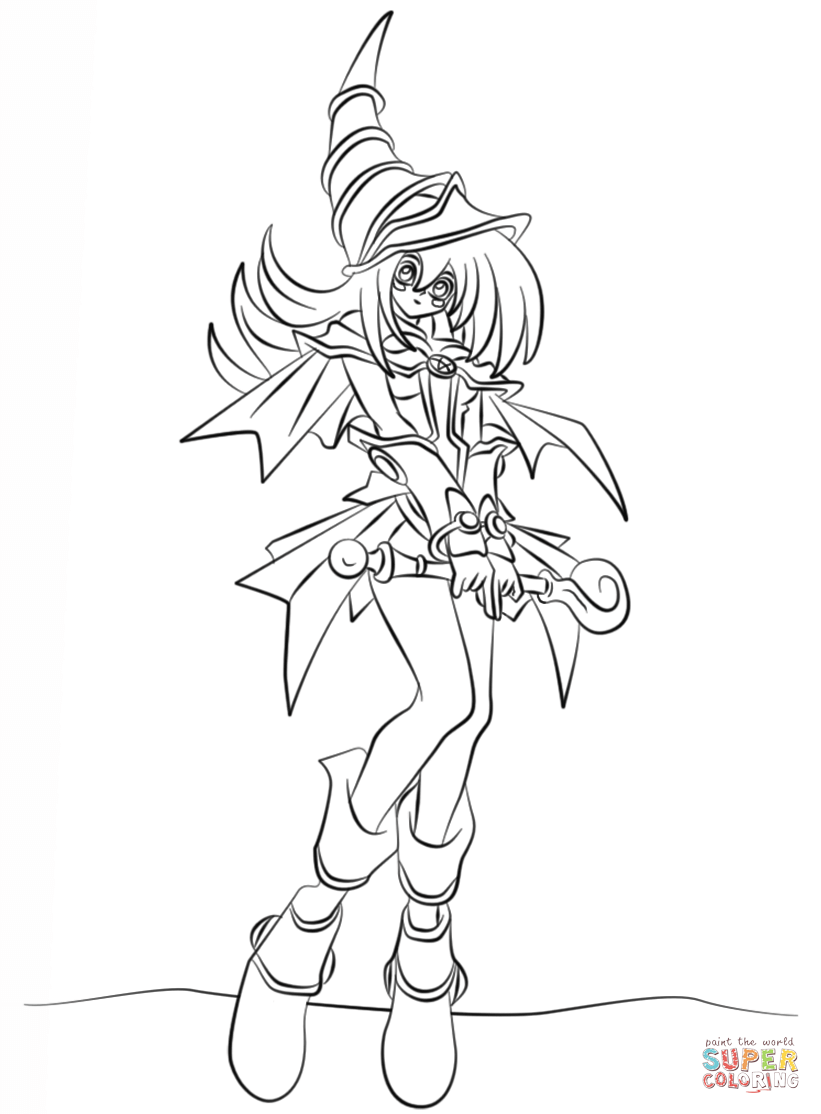 Dark Magician Girl from Yu-Gi-Oh! coloring page | Free Printable ...
