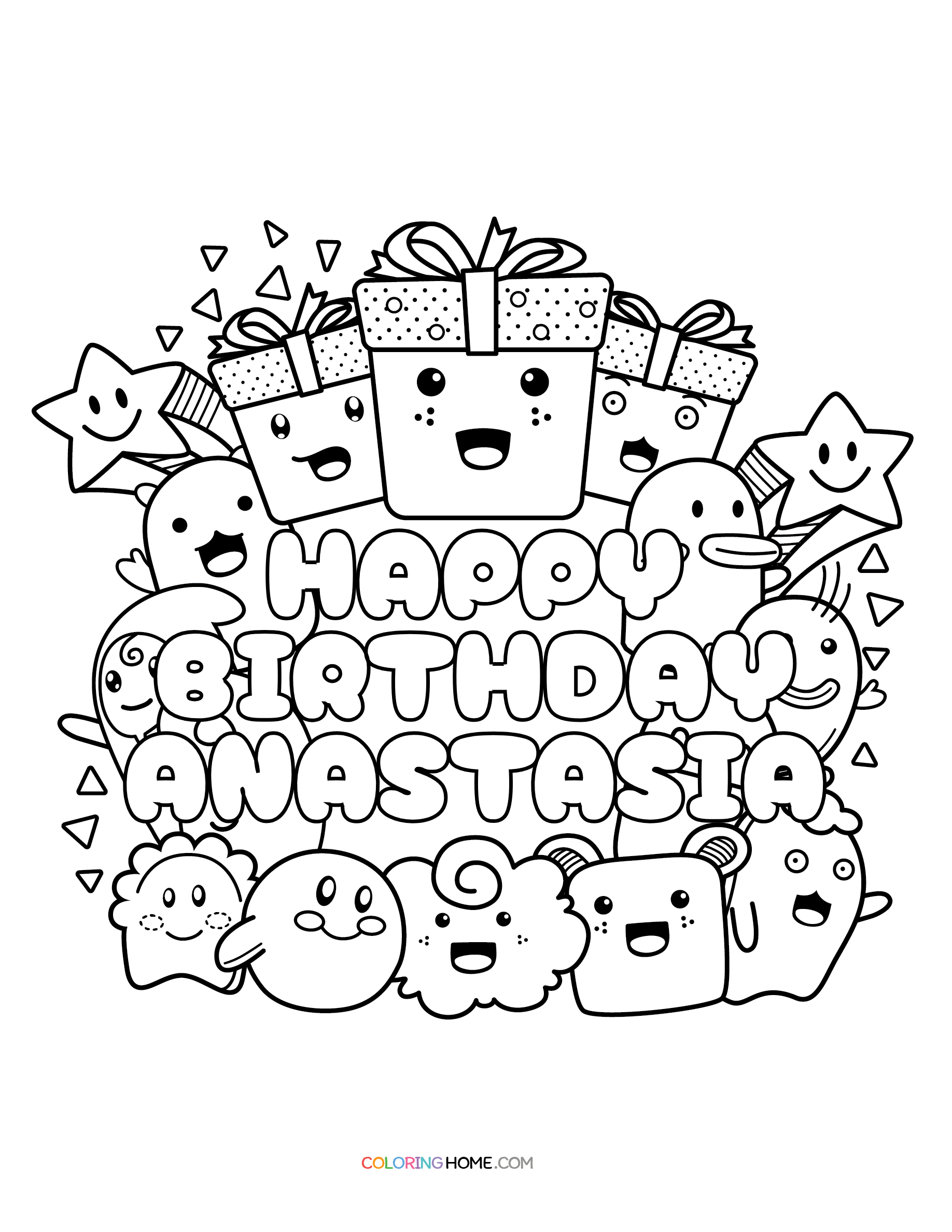 Happy Birthday Anastasia coloring page