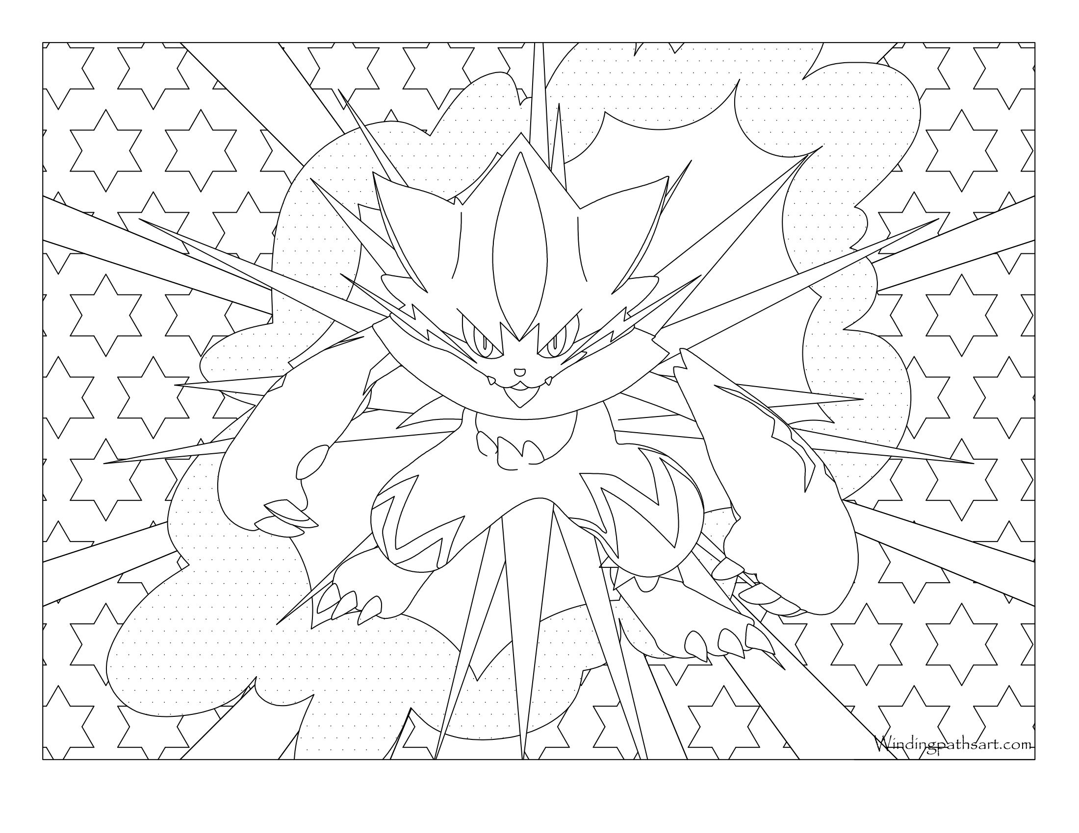 807 Zeraora Pokemon Coloring Page · Windingpathsart.com