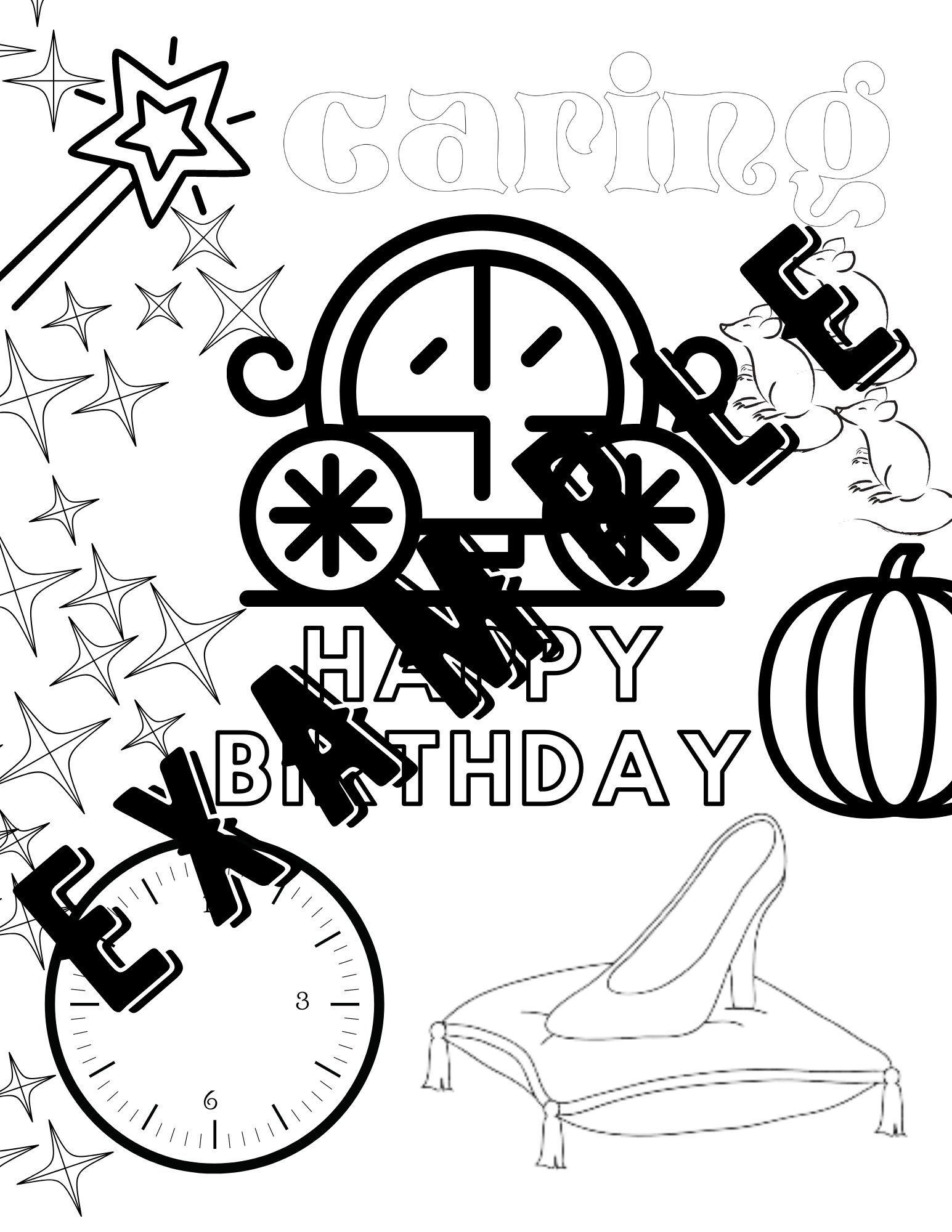 Cinderella Happy Birthday Coloring Page ⋆ Enchanting Events