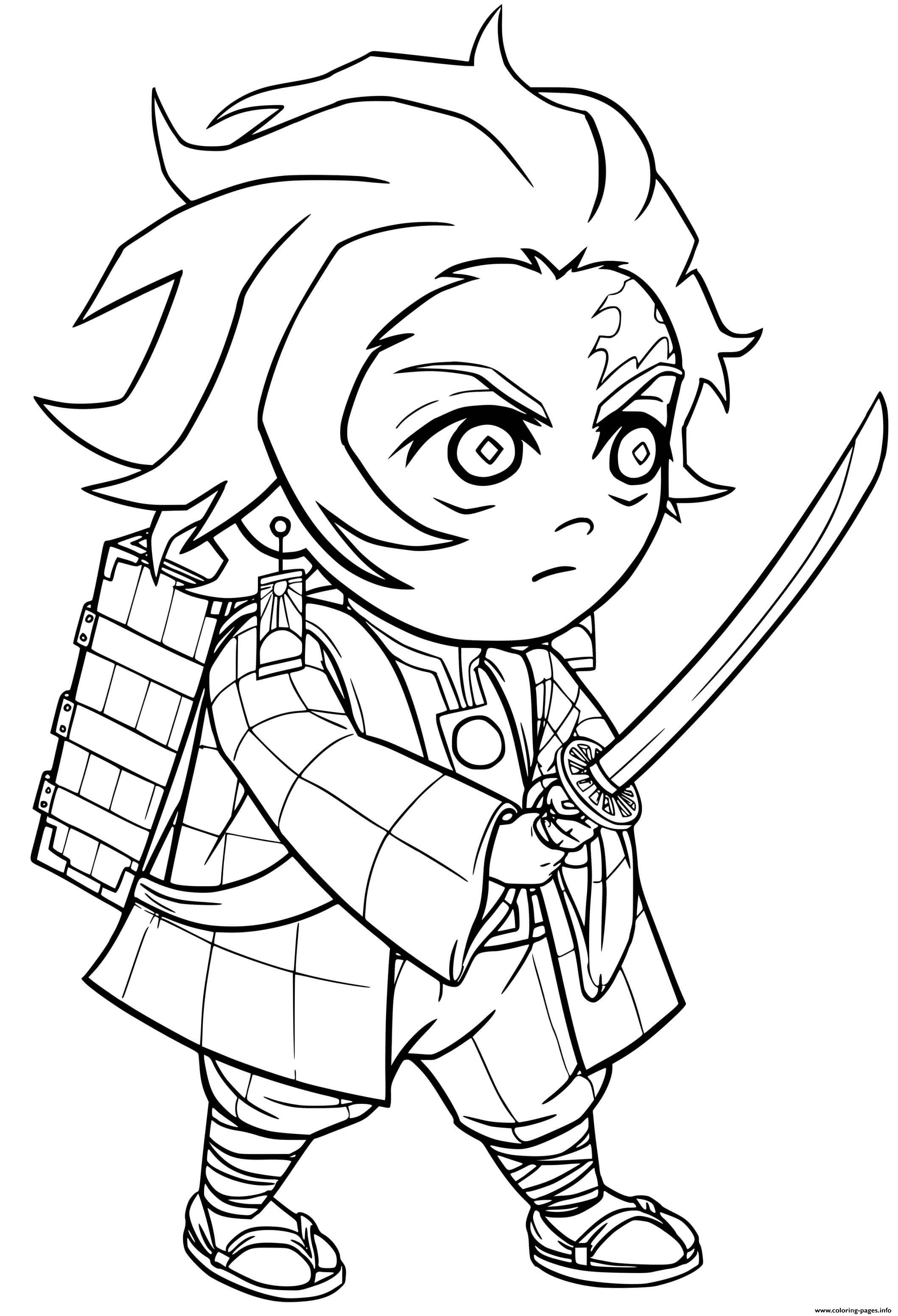 Chibi Tanjiro Kimetsu No Yaib Coloring page Printable