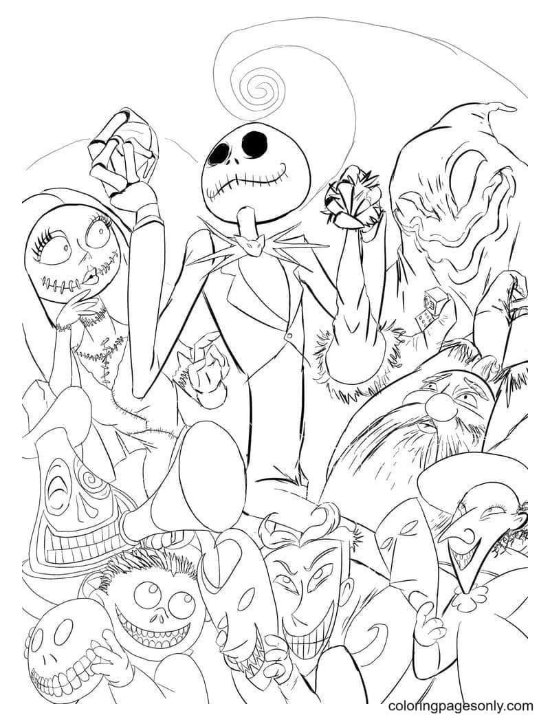 Nightmare Before Christmas Coloring Page · Creative Fabrica
