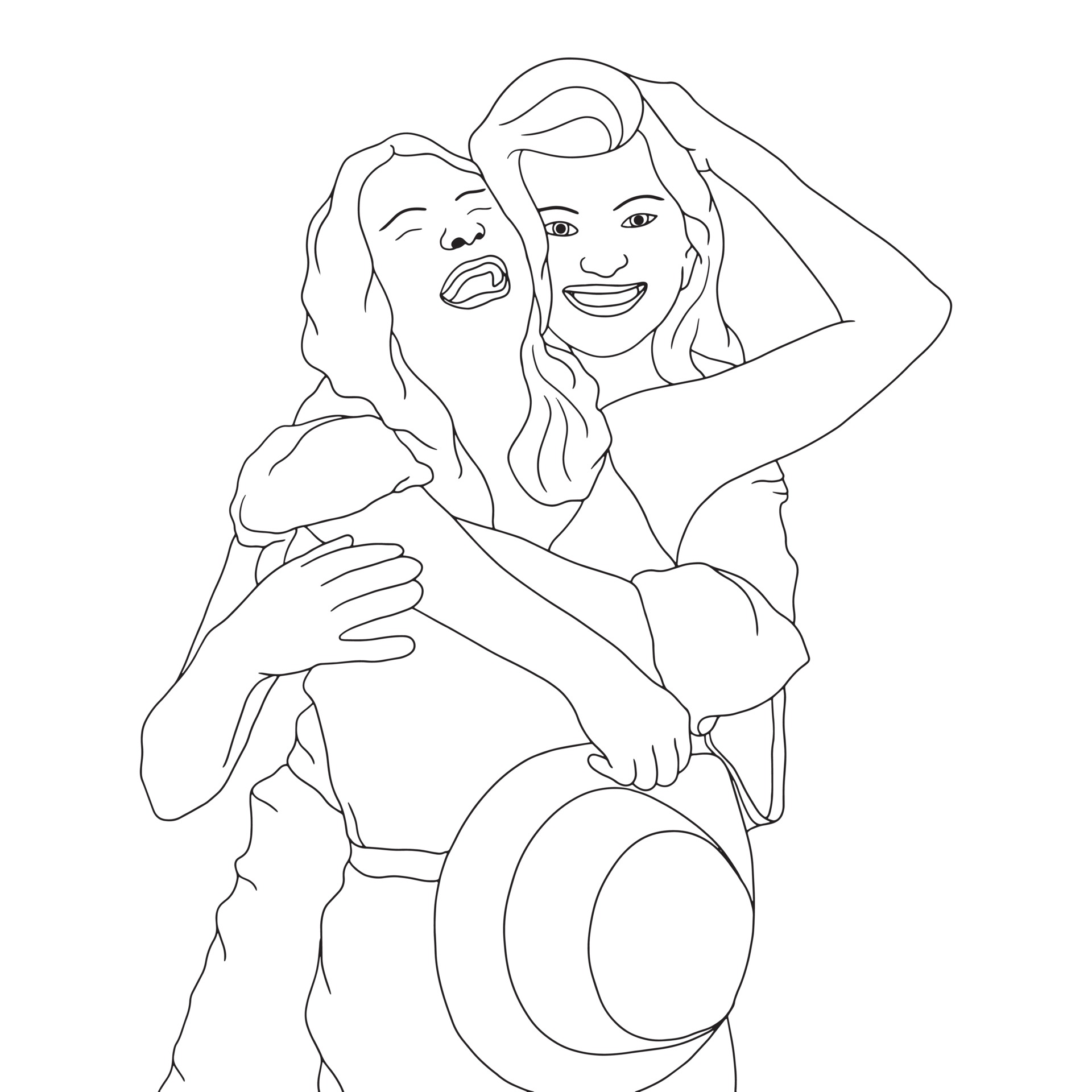Coloring Pages - two girls having a happy time, best friends forever,  3333149 Vector Art at Vecteezy