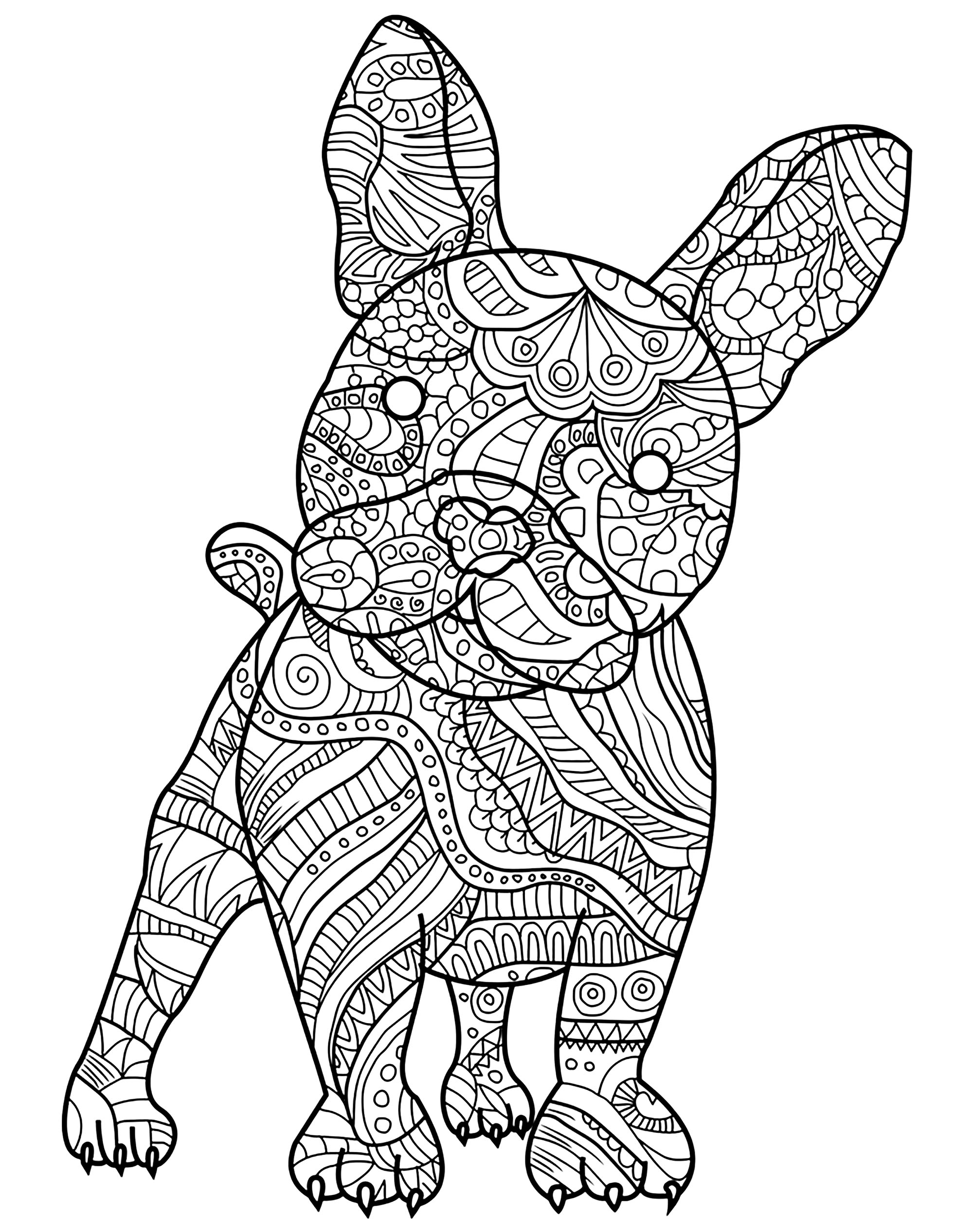 French Bulldog and its harmonious patterns - Dogs Adult Coloring Pages