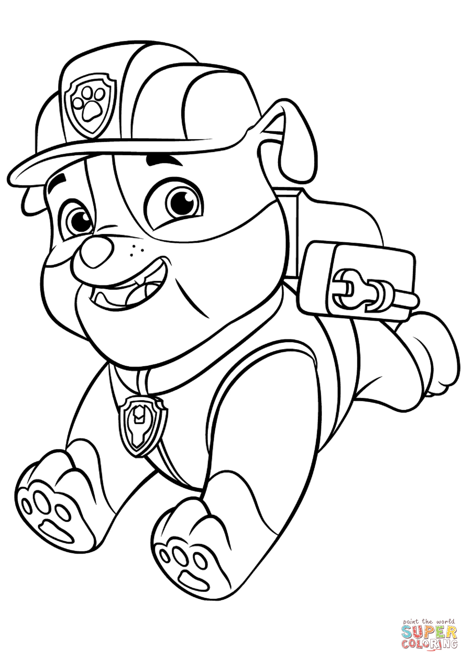 Paw Patrol Rubble with Backpack coloring page | Free Printable ...