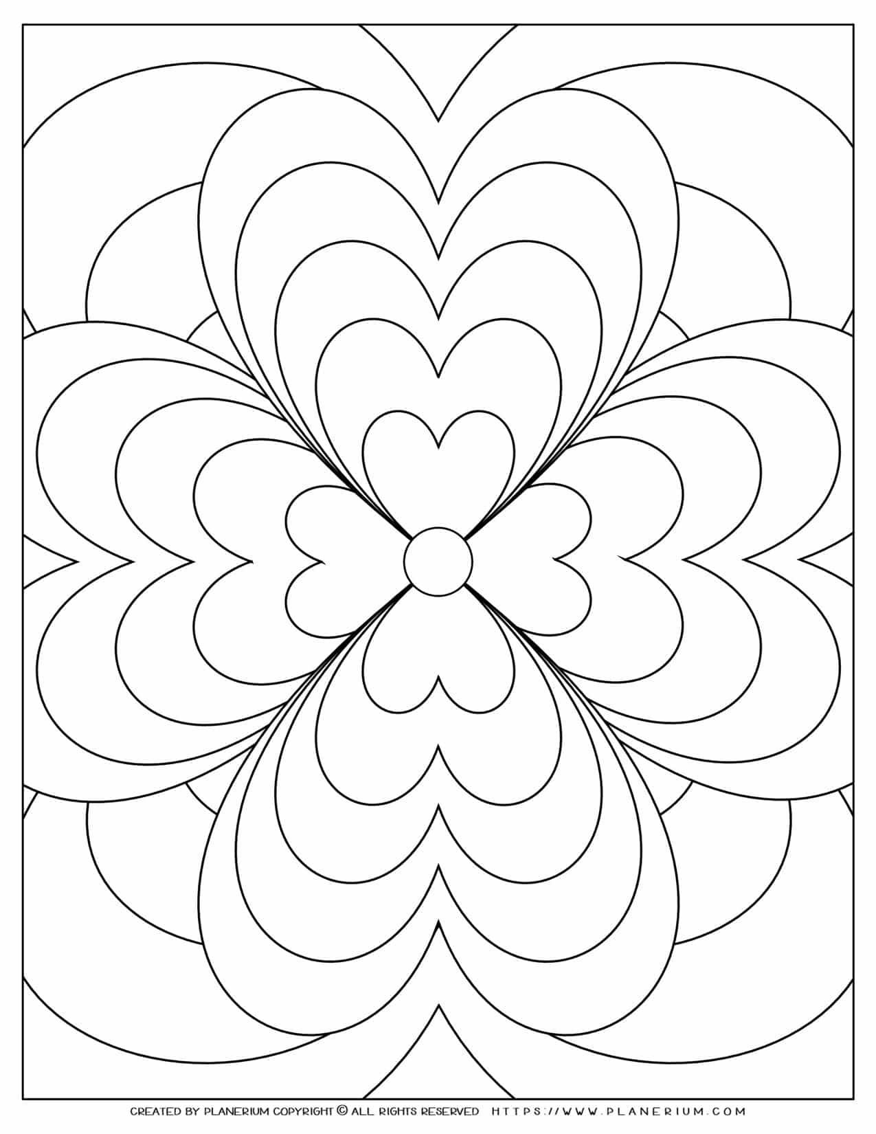 Flower Coloring Page | Geometric design | Free printable | Planerium