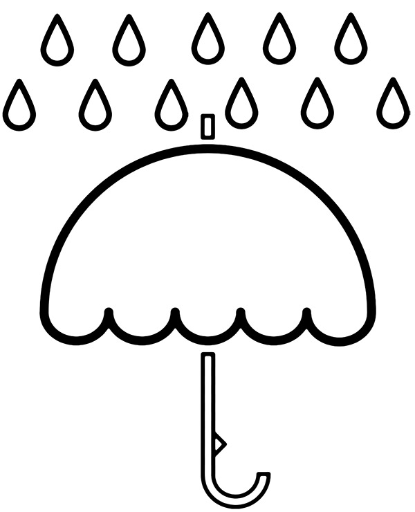 Simple coloring page rain and umbrella
