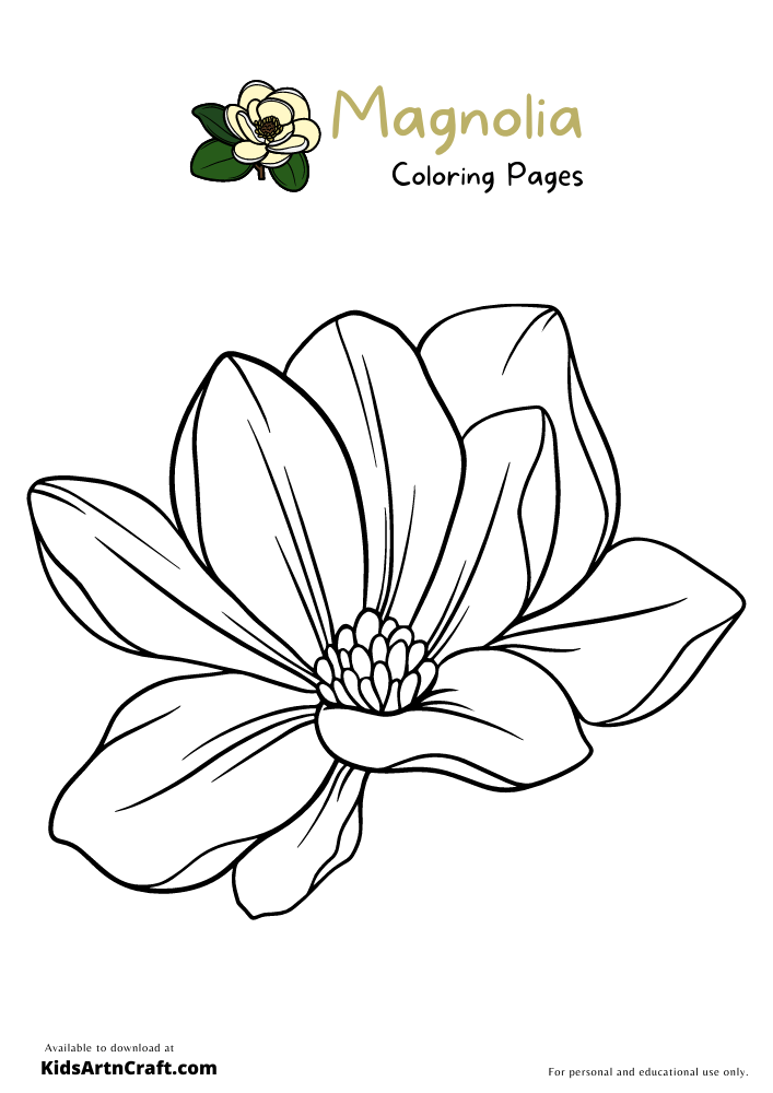 Magnolia Coloring Pages For Kids – Free Printables - Kids Art & Craft