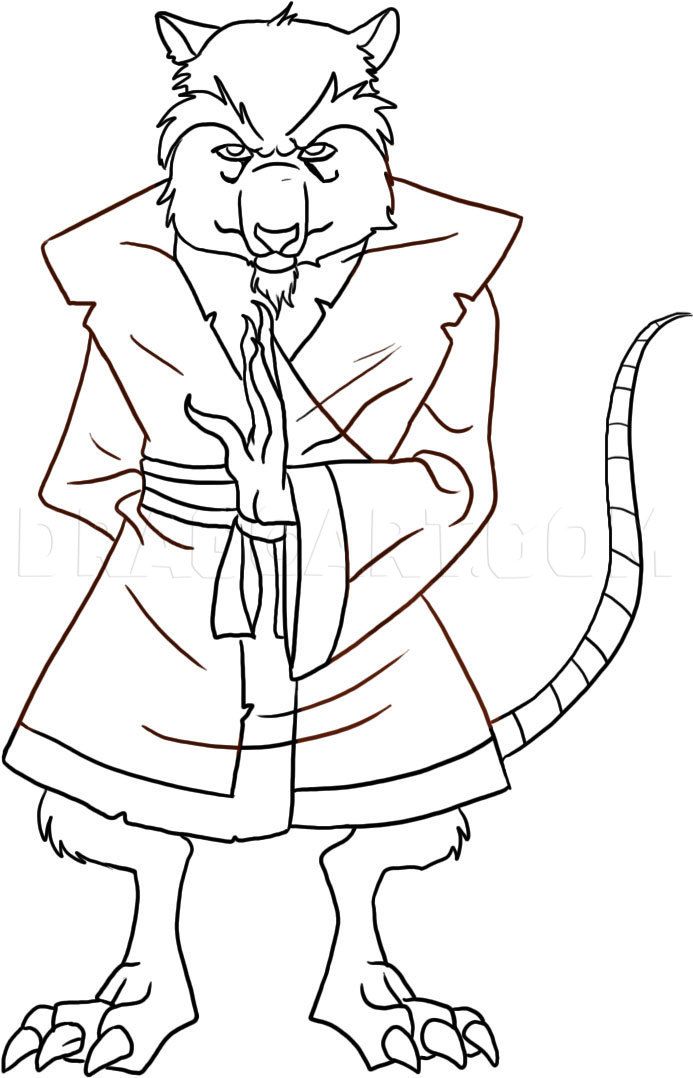 How To Draw Splinter, Step by Step, Drawing Guide, by Dawn | dragoart.com |  Ninja turtle coloring pages, Turtle coloring pages, Coloring pages