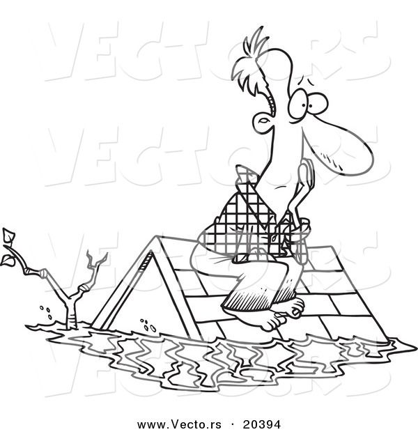 Of A Cartoon Flood Survivor Sittin On His Roof Coloring Page Outline Sketch Coloring  Page | Coloring pages, A cartoon, Architecture drawing art