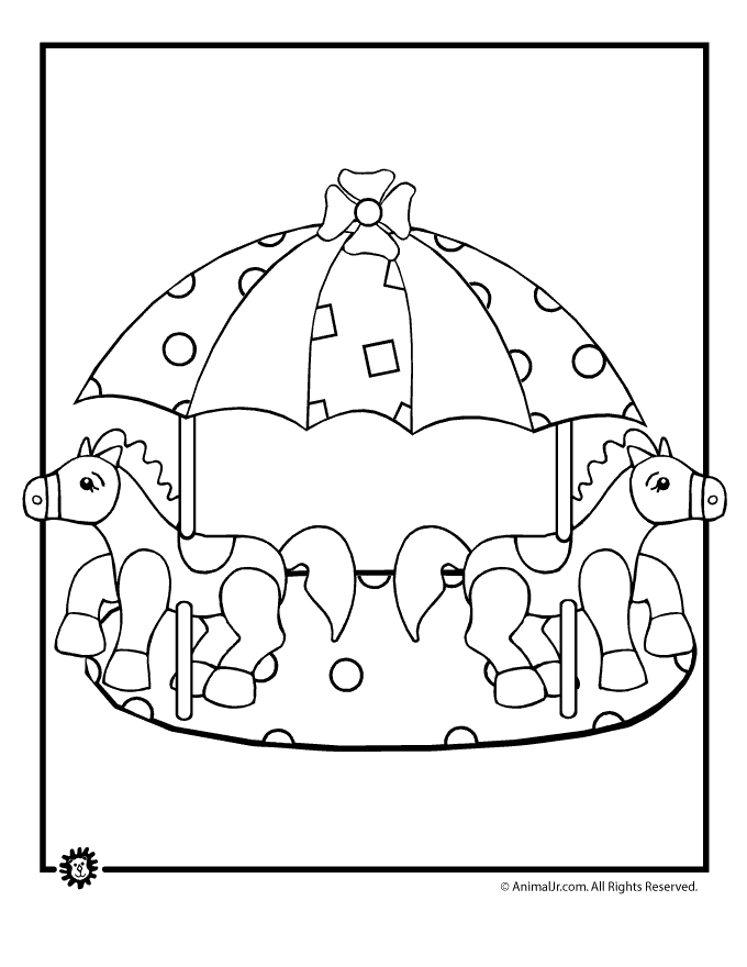 Horse Merry Go Round Coloring Page - Woo! Jr. Kids Activities