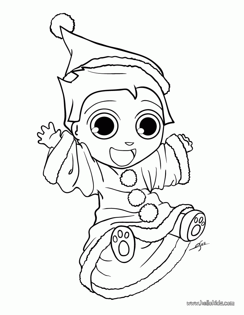 SANTA'S HELPERS coloring pages - Christmas girl elf