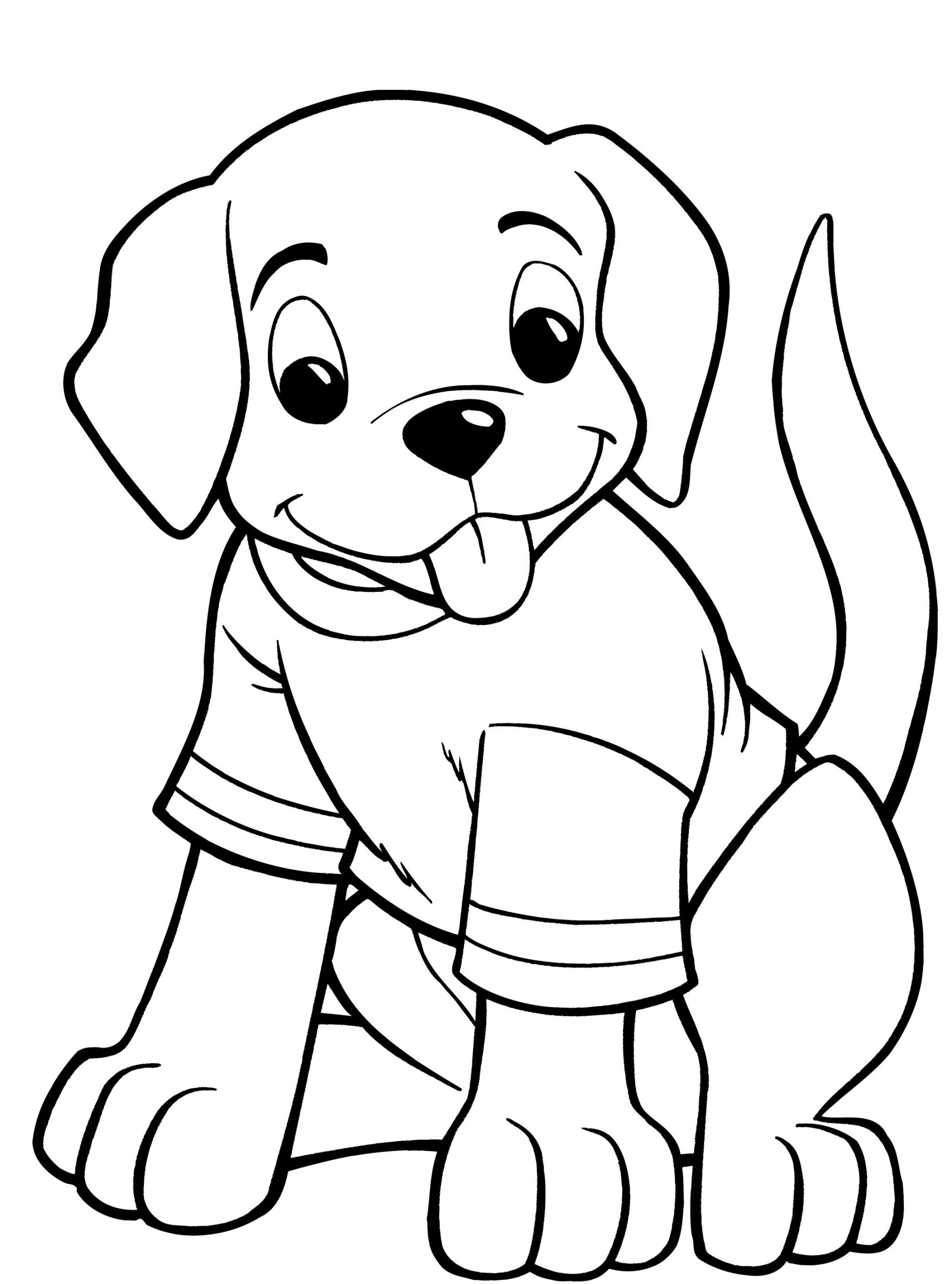 Puppy Wearing T Shirt Coloring Page - Free Printable Coloring Pages for Kids