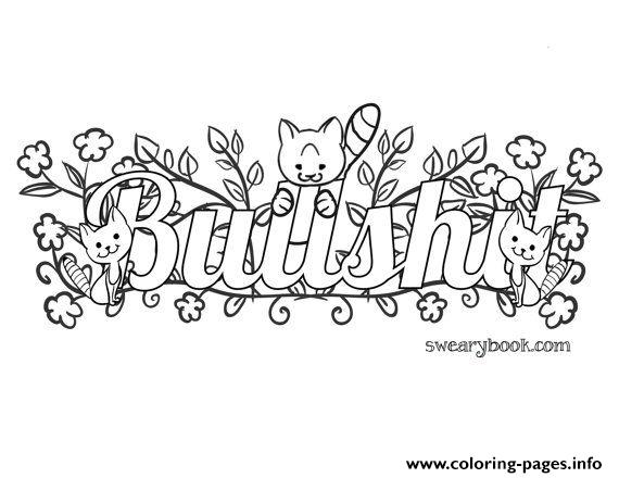 Bullshit Swear Words Word Adult Coloring Pages Printable