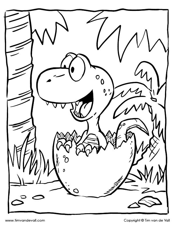 Baby dinosaur coloring page - Color the t rex hatchling! - TSgos.com