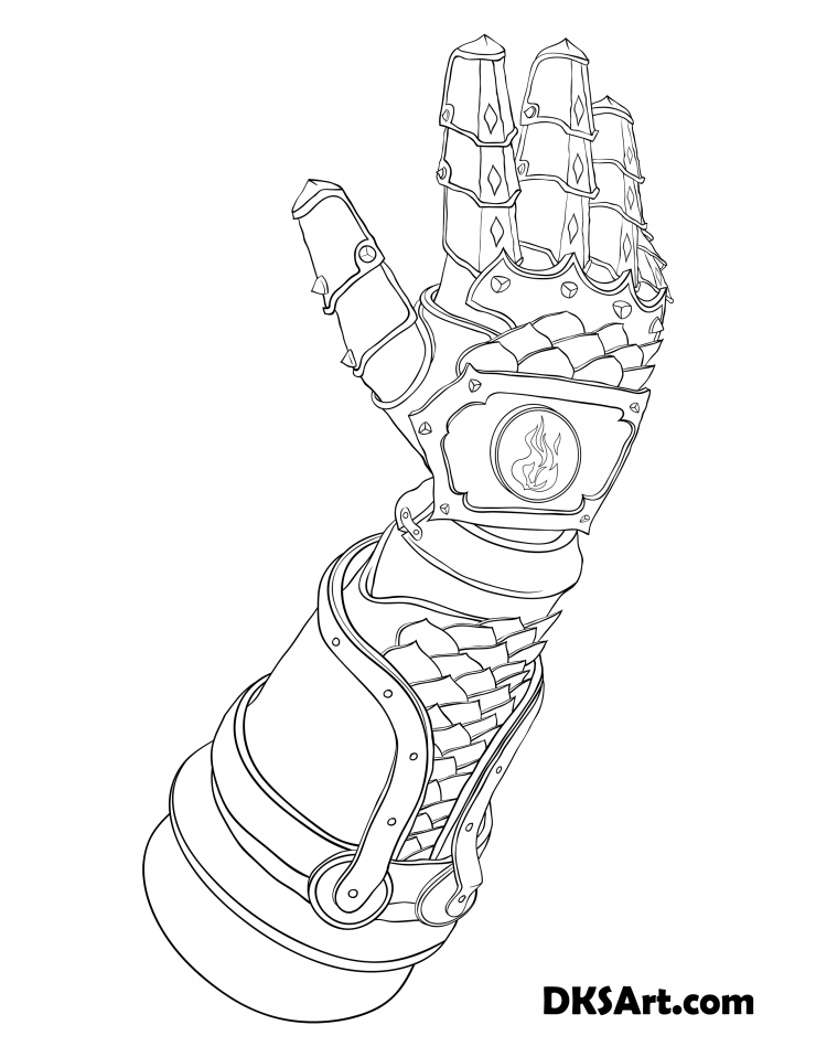 Fire Gauntlets Line Art Outline Free Coloring Book Page