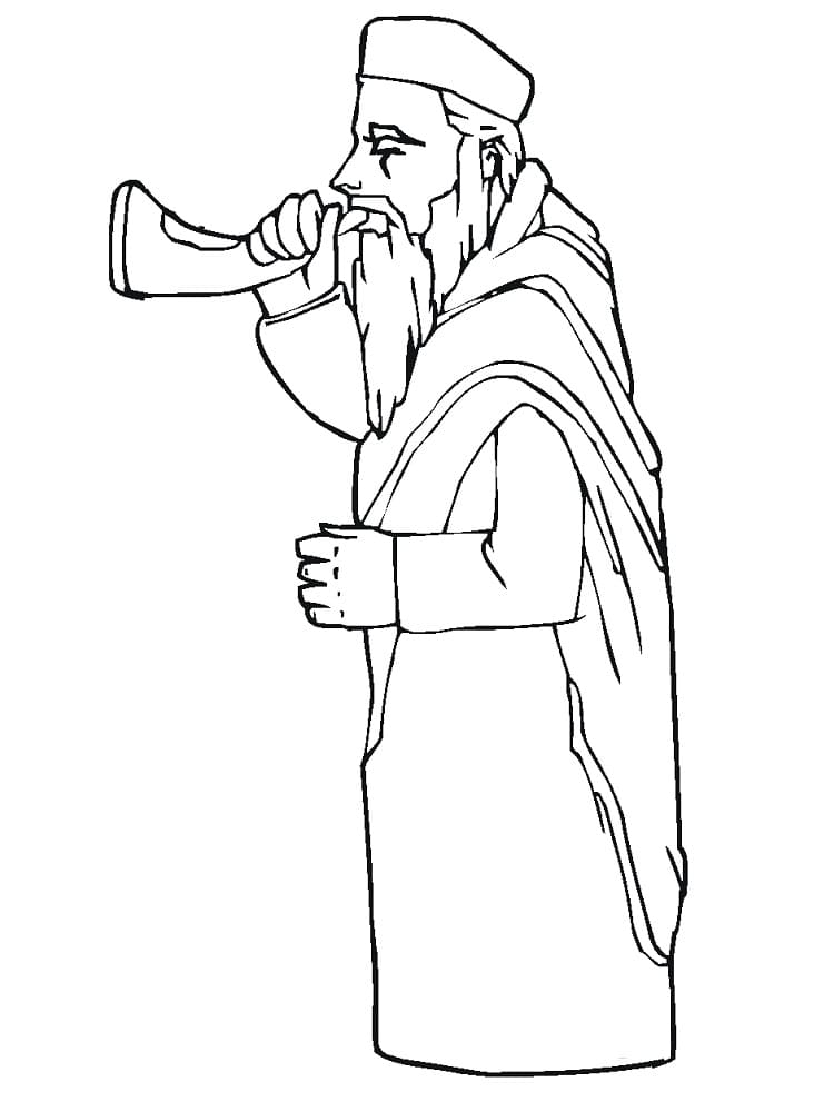 A Man Playing Shofar Coloring Page - Free Printable Coloring Pages for Kids