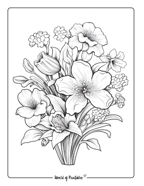 Flower Coloring Pages For Kids & Adults