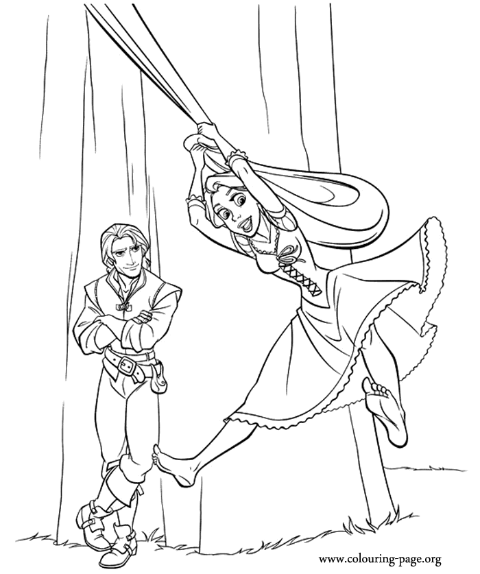 Tangled - Rapunzel and Flynn Rider coloring page