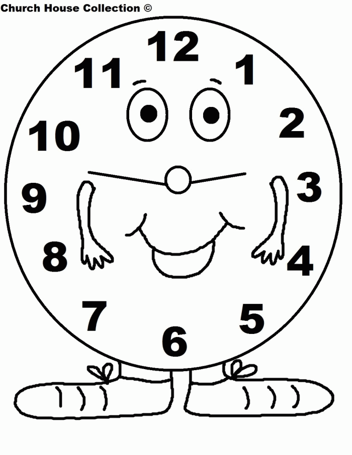 Clock Coloring Page For Kids