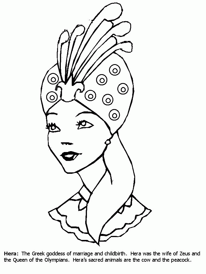 Hera With Peacock Coloring Pages