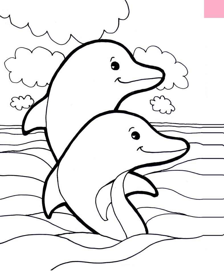 Dolphin-Mom-and-Kids-Coloring- 